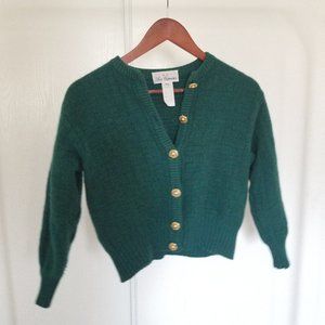 Emerald Green Vintage French Wool Cardigan